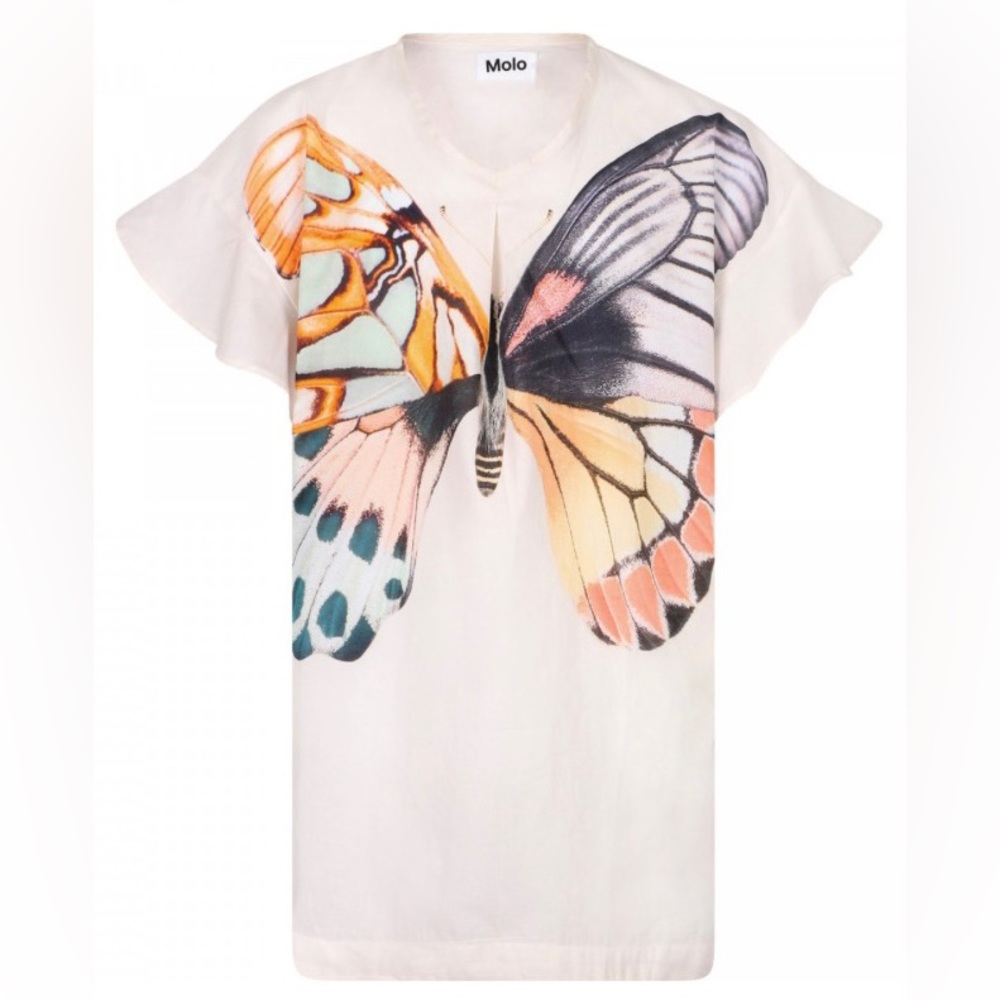 MOLO Butterfly Organic cover- up  with Ruffled Sleeves in Off-White